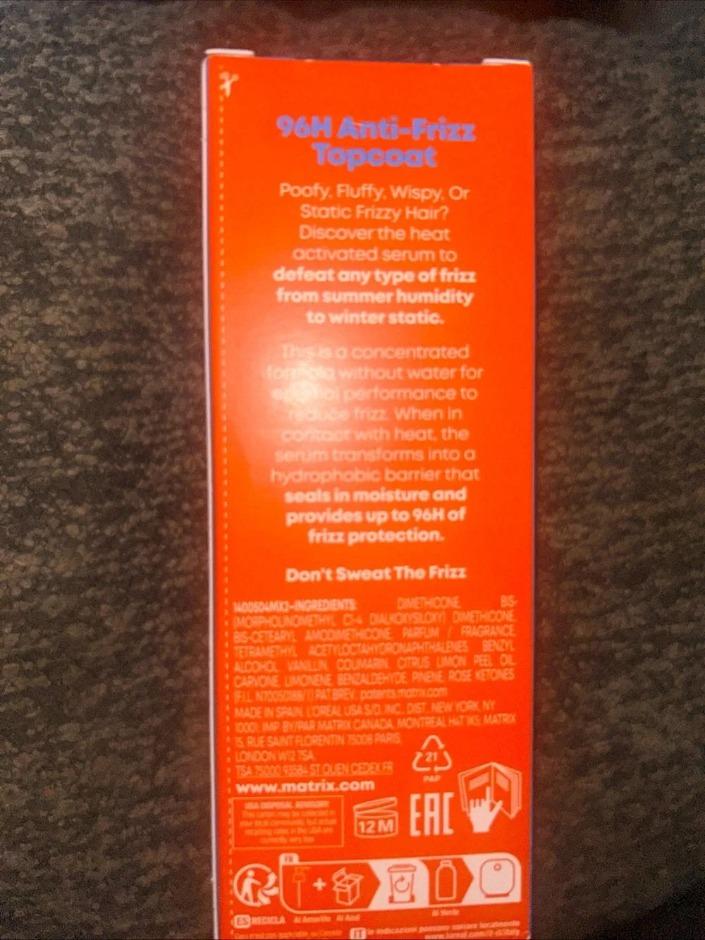 Matrix Mega Sleek 96H Anti-Frizz Topcoat Serum 1.69oz heat-active Smooth & Shine